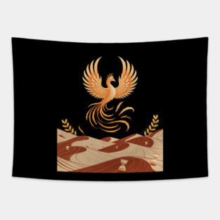 Origami Phoenix Spiral Hourglass Desert Tapestry