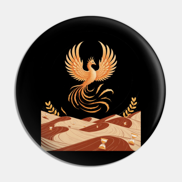 Origami Phoenix Spiral Hourglass Desert Pin by Ink Lines