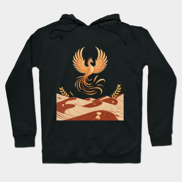 Origami Phoenix Spiral Hourglass Desert Hoodie by Ink Lines