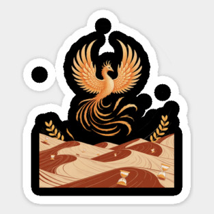 Origami Phoenix Spiral Hourglass Desert Sticker