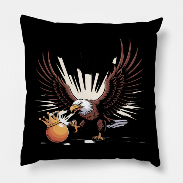 Orange Kicking No Kings In America Eagle Pillow by Ink Lines