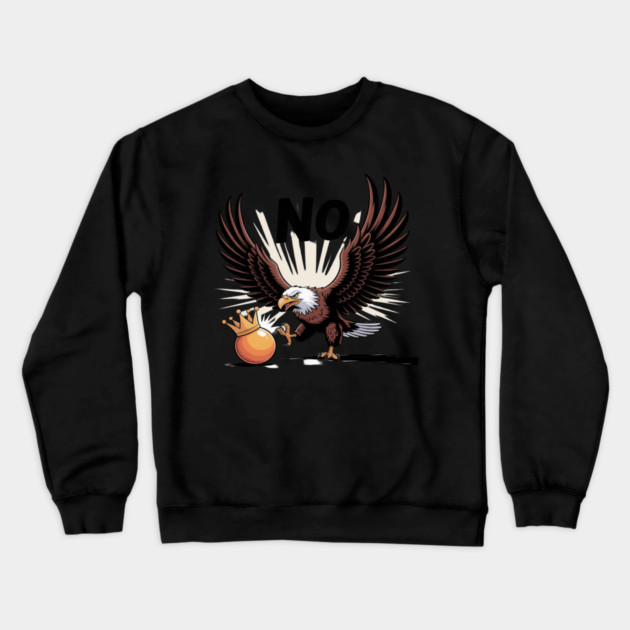 Orange Kicking No Kings In America Eagle Crewneck Sweatshirt by Ink Lines