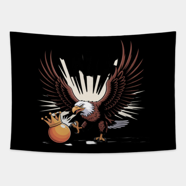 Orange Kicking No Kings In America Eagle Tapestry by Ink Lines