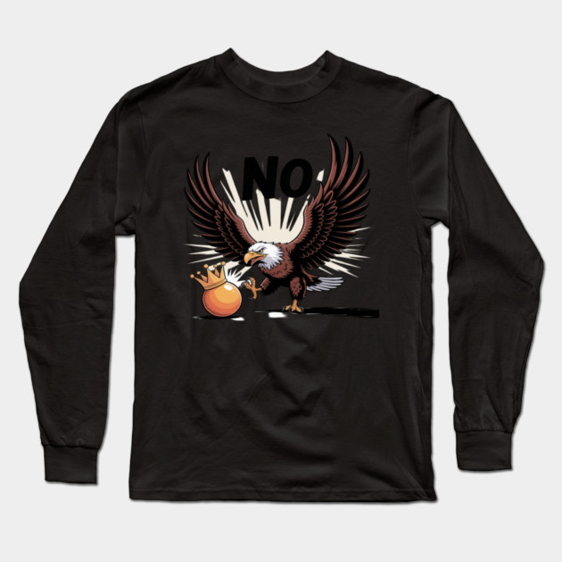 Orange Kicking No Kings In America Eagle Long Sleeve T-Shirt by Ink Lines