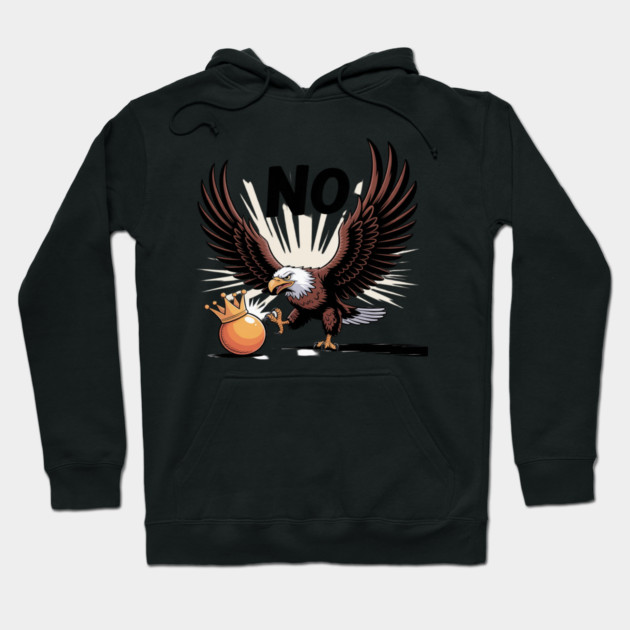 Orange Kicking No Kings In America Eagle Hoodie by Ink Lines