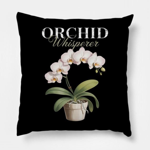 Orchid Whisperer Plant Lover Women Florist Orchid Flower Pillow by Ink Lines