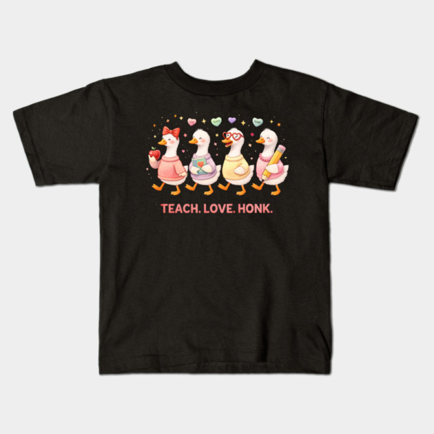 Teach Love Honk Teacher Goose Funny Kids T-Shirt by ArtistTee ⭐⭐⭐⭐⭐