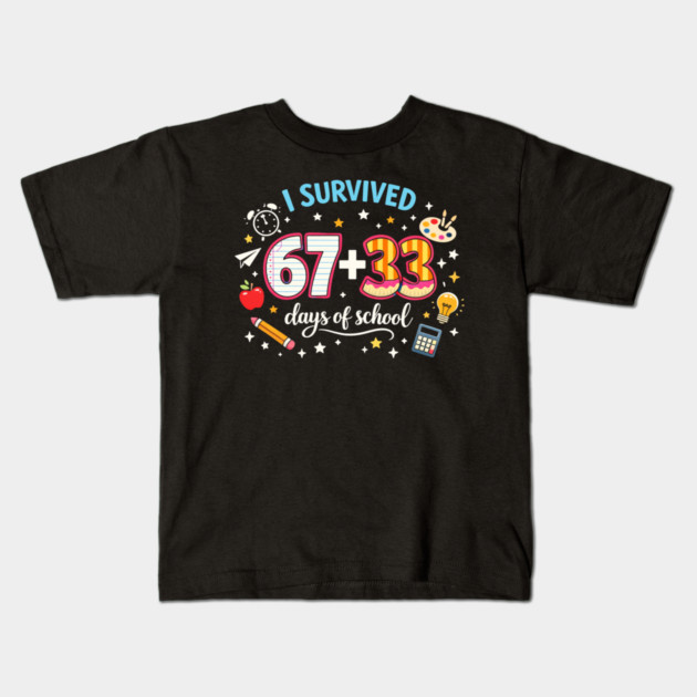 I Survived 67 + 33 Days Of School Teacher Student Kids T-Shirt by ArtistTee ⭐⭐⭐⭐⭐