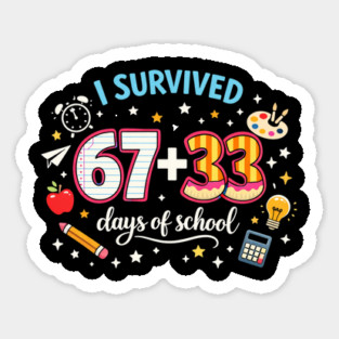 I Survived 67 + 33 Days Of School Teacher Student Magnet
