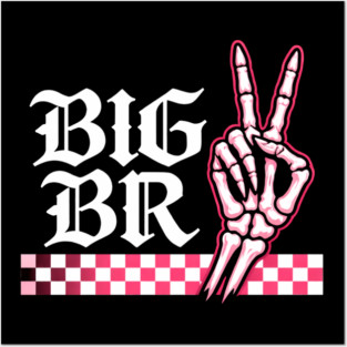 Big Br Skeleton Hand Peace Sign Emo Aesthetic Posters and Art