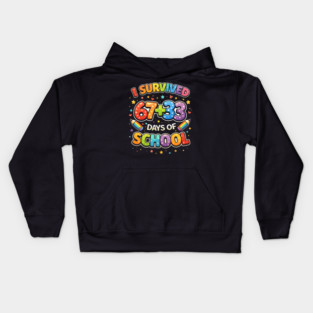 I Survived 67 + 33 Days Of School Teacher Humor Kids Hoodie