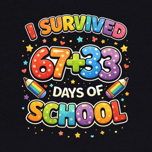 I Survived 67 + 33 Days Of School Teacher Humor by ArtistTee ⭐⭐⭐⭐⭐