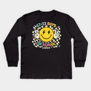 67 + 33 Days Of School Vibes Teacher Student Kids Long Sleeve T-Shirt