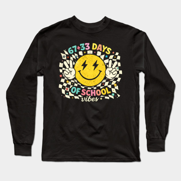 67 + 33 Days Of School Vibes Teacher Student Long Sleeve T-Shirt by ArtistTee ⭐⭐⭐⭐⭐