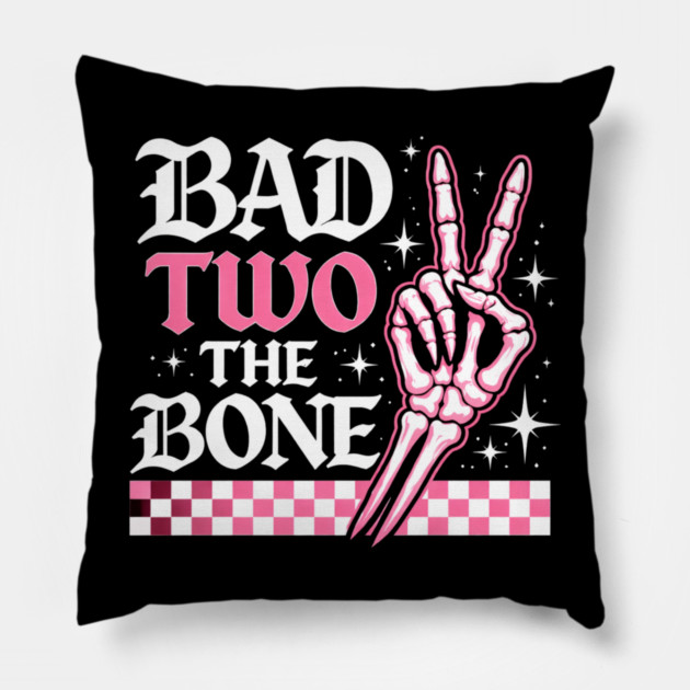 Bad Two The Bone Skeleton Hand Funny Pillow by ArtistTee ⭐⭐⭐⭐⭐
