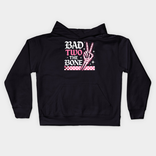 Bad Two The Bone Skeleton Hand Funny Kids Hoodie by ArtistTee ⭐⭐⭐⭐⭐