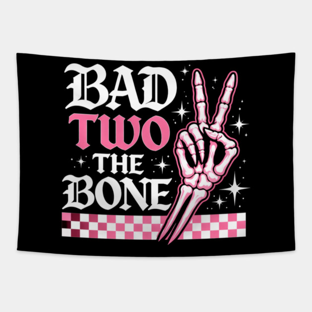 Bad Two The Bone Skeleton Hand Funny Tapestry by ArtistTee ⭐⭐⭐⭐⭐