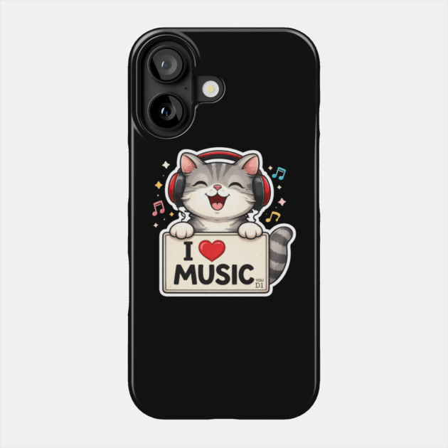 I Love Music Cat Lover Cute Phone Case by ArtistTee ⭐⭐⭐⭐⭐