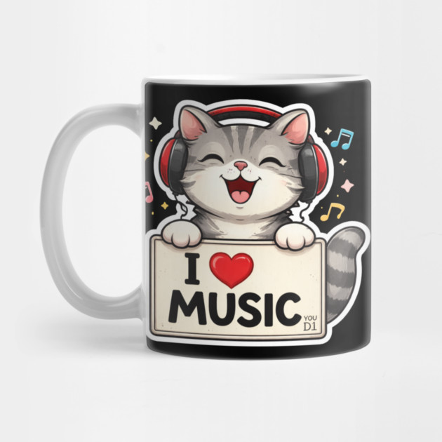 I Love Music Cat Lover Cute by ArtistTee ⭐⭐⭐⭐⭐