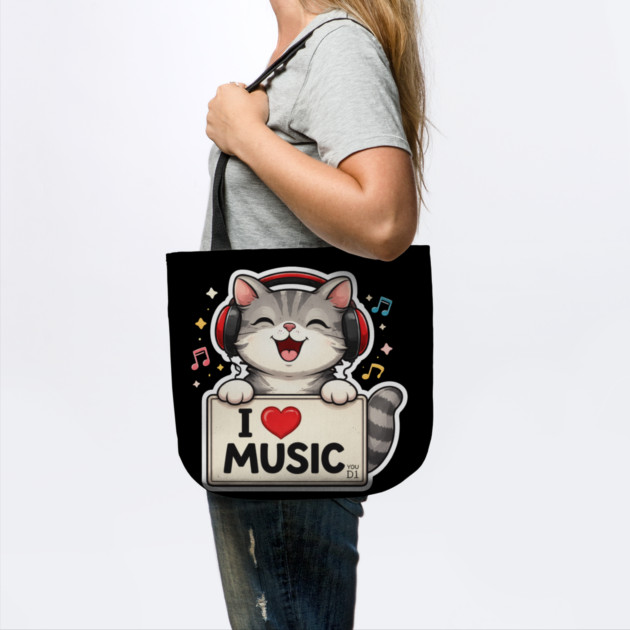 I Love Music Cat Lover Cute by ArtistTee ⭐⭐⭐⭐⭐