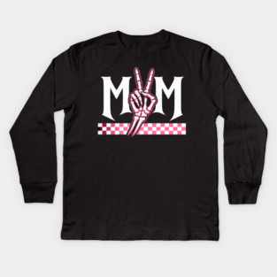 Mom Peace Sign Skeleton Hand Mothers Day Kids Long Sleeve T-Shirt