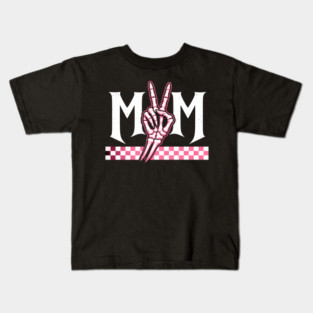 Mom Peace Sign Skeleton Hand Mothers Day Kids T-Shirt