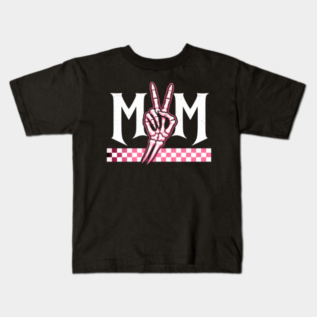 Mom Peace Sign Skeleton Hand Mothers Day Kids T-Shirt by ArtistTee ⭐⭐⭐⭐⭐