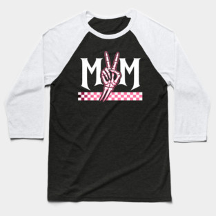 Mom Peace Sign Skeleton Hand Mothers Day Baseball T-Shirt