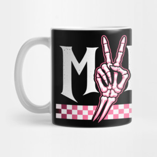 Mom Peace Sign Skeleton Hand Mothers Day Mug