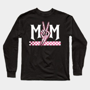 Mom Peace Sign Skeleton Hand Mothers Day Long Sleeve T-Shirt