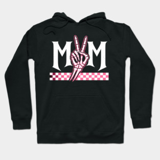 Mom Peace Sign Skeleton Hand Mothers Day Hoodie