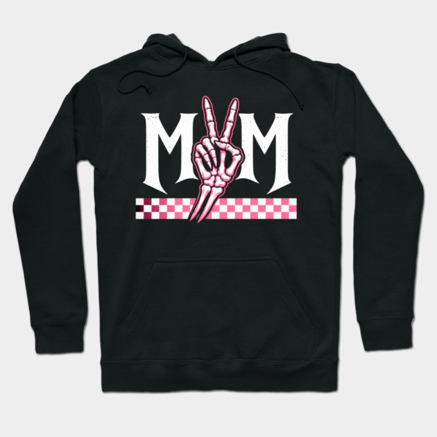 Mom Peace Sign Skeleton Hand Mothers Day Hoodie by ArtistTee ⭐⭐⭐⭐⭐