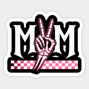 Mom Peace Sign Skeleton Hand Mothers Day Sticker