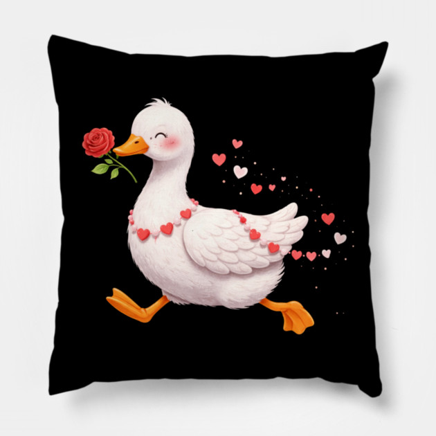 Valentine Duck With Rose Romantic Love Gift Pillow by ArtistTee ⭐⭐⭐⭐⭐