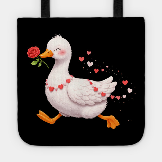 Valentine Duck With Rose Romantic Love Gift Tote by ArtistTee ⭐⭐⭐⭐⭐