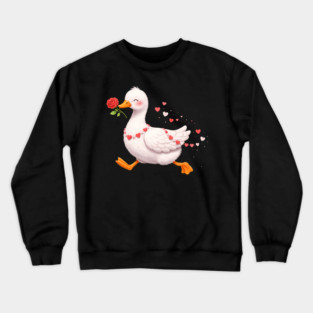 Valentine Duck With Rose Romantic Love Gift Crewneck Sweatshirt