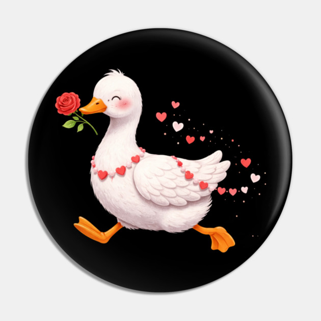 Valentine Duck With Rose Romantic Love Gift Pin by ArtistTee ⭐⭐⭐⭐⭐