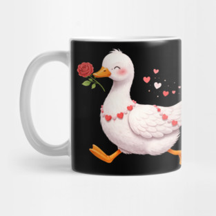 Valentine Duck With Rose Romantic Love Gift Mug