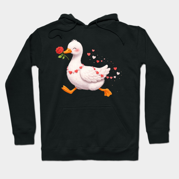 Valentine Duck With Rose Romantic Love Gift Hoodie by ArtistTee ⭐⭐⭐⭐⭐