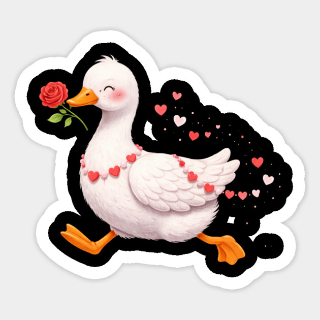 Valentine Duck With Rose Romantic Love Gift Sticker by ArtistTee ⭐⭐⭐⭐⭐