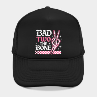 Bad Two The Bone Skeleton Peace Sign Funny Hat