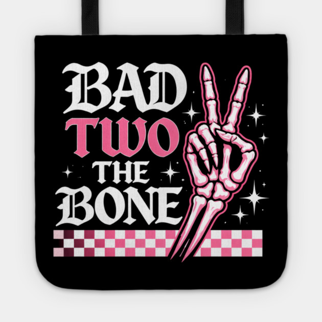 Bad Two The Bone Skeleton Peace Sign Funny Tote by ArtistTee ⭐⭐⭐⭐⭐