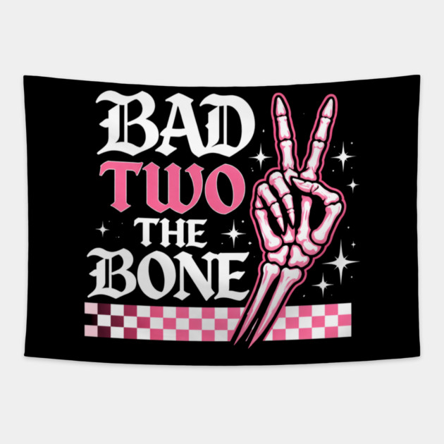 Bad Two The Bone Skeleton Peace Sign Funny Tapestry by ArtistTee ⭐⭐⭐⭐⭐