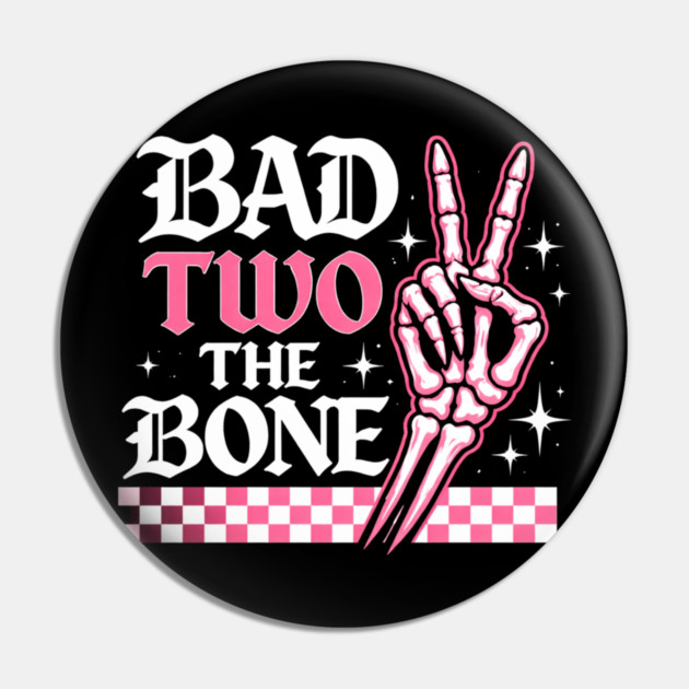 Bad Two The Bone Skeleton Peace Sign Funny Pin by ArtistTee ⭐⭐⭐⭐⭐