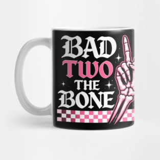 Bad Two The Bone Skeleton Peace Sign Funny Mug