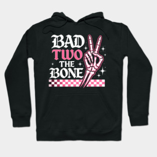 Bad Two The Bone Skeleton Peace Sign Funny Hoodie