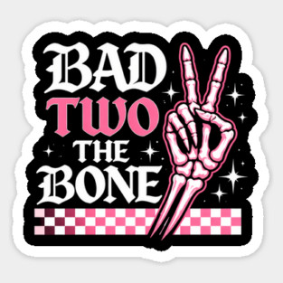 Bad Two The Bone Skeleton Peace Sign Funny Sticker