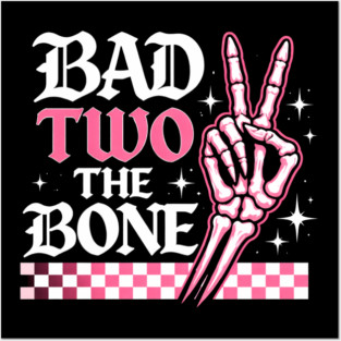 Bad Two The Bone Skeleton Peace Sign Funny Posters and Art