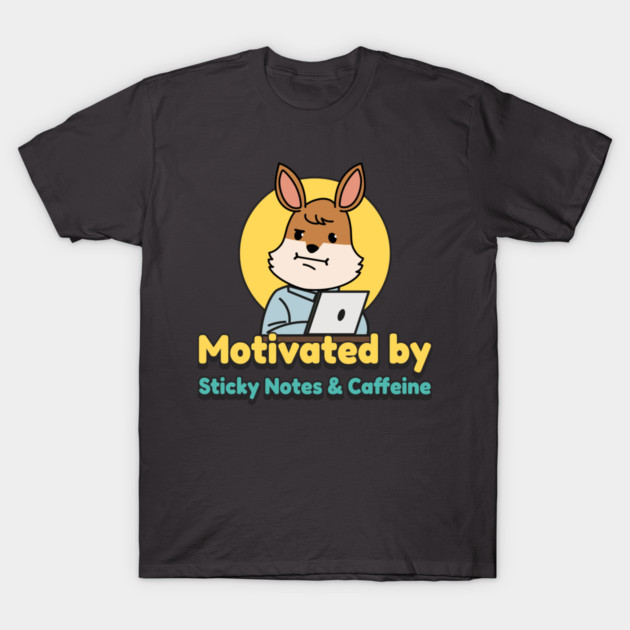 Motivated by Sticky Notes & Caffeine Goal-Setting for Women T-Shirt by Lamount Tees
