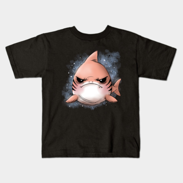 Grumpy Tiger Shark Kids T-Shirt by H. R. Sinclair